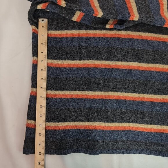 America 100% Wool Striped Knit Sweater Blue Orange Long Sleeve Men S Small VTG - Picture 8 of 11